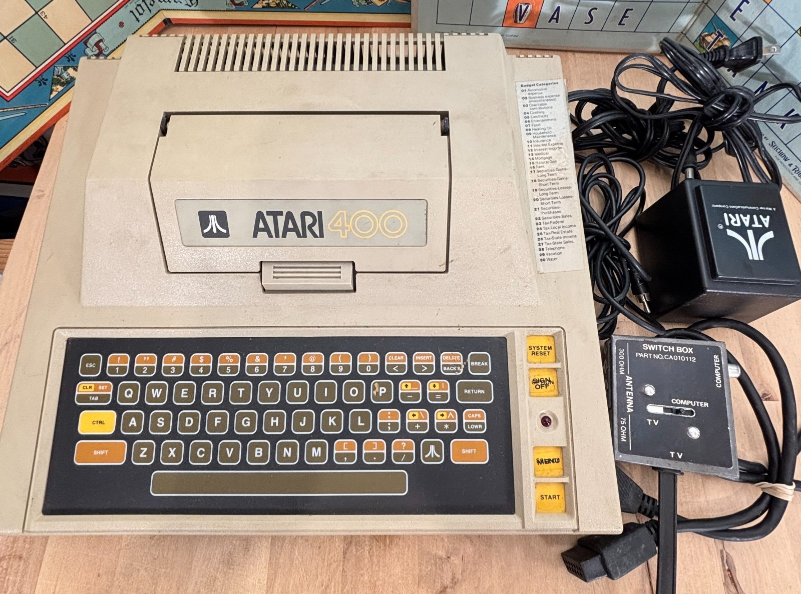 Vtg Atari 400 Home Computer System With Cables, Untested