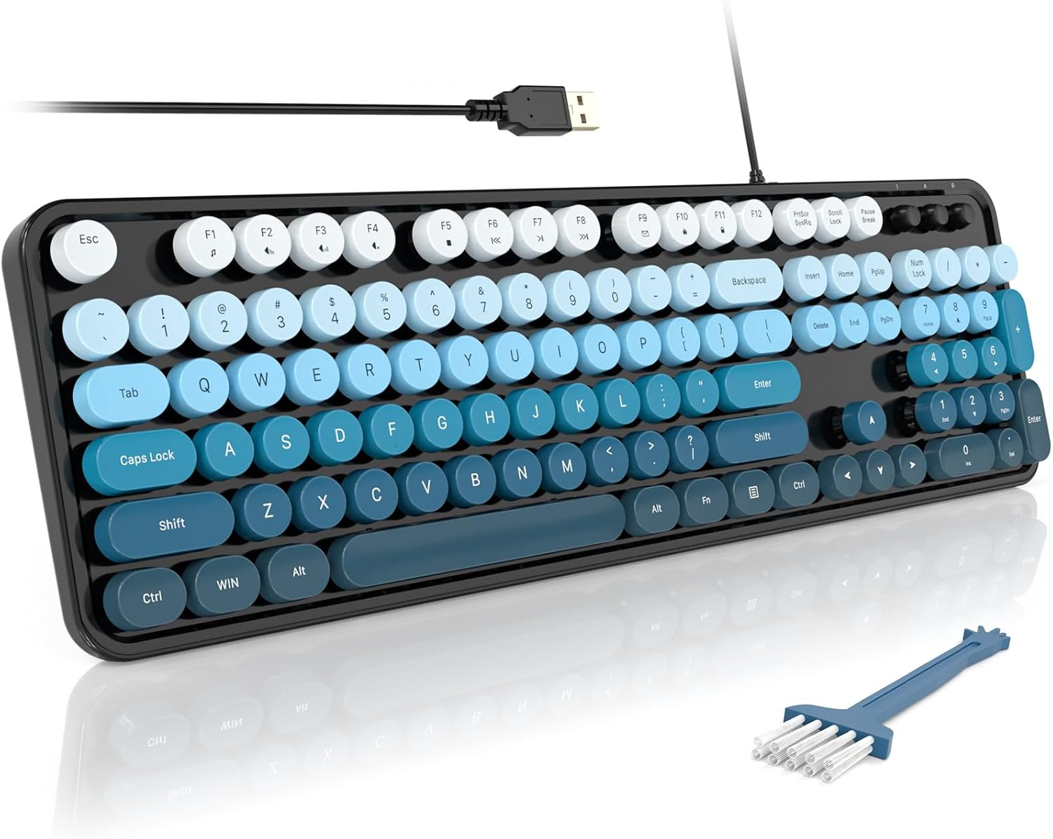 Computer Keyboards Wired, Plug Play USB Full Size Typewriter Keyboard, Cute Colo