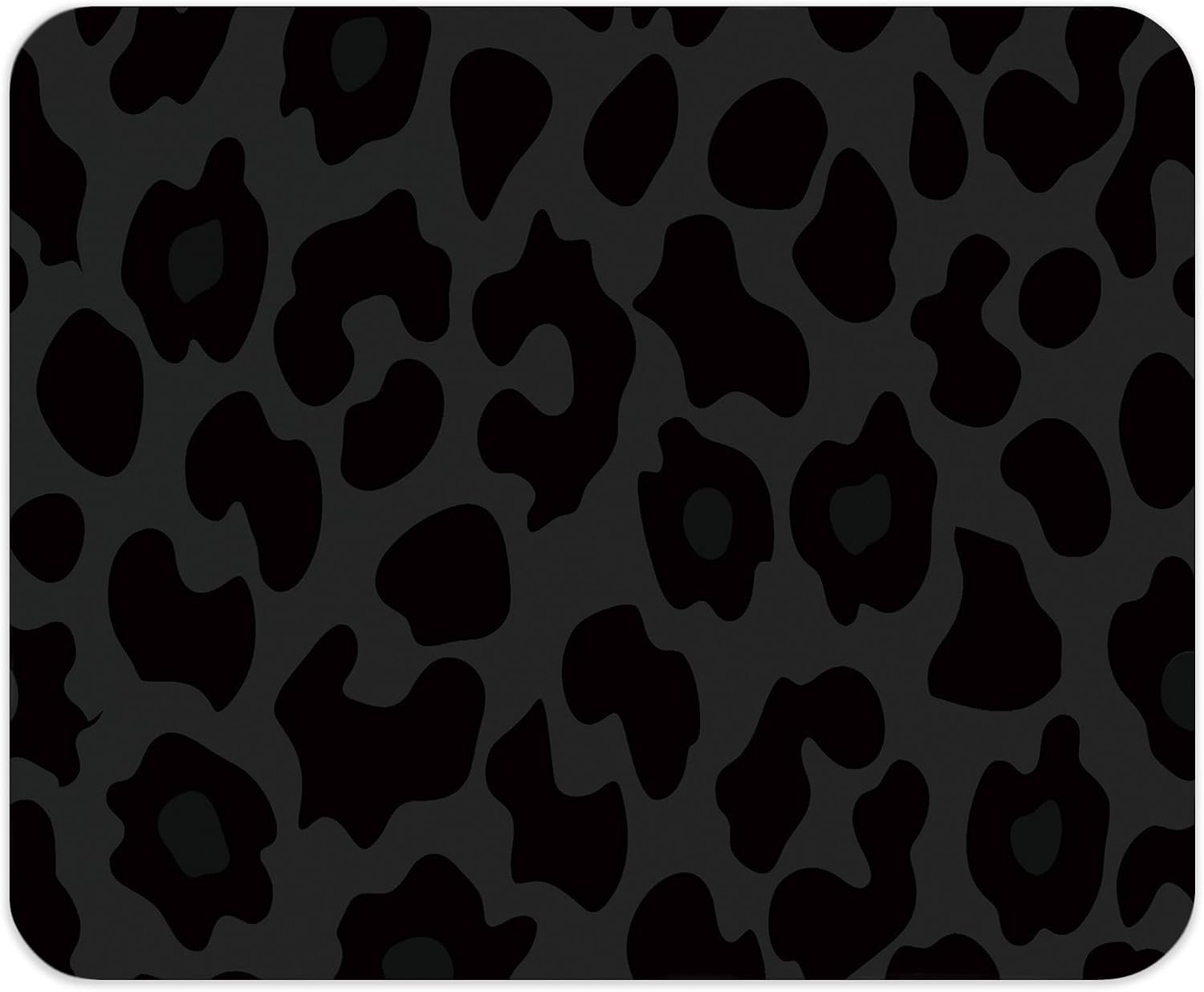 Black Leopard Print Mouse Pad, Cheetah Print Mousepad, Trendy Preppy Decor Mouse