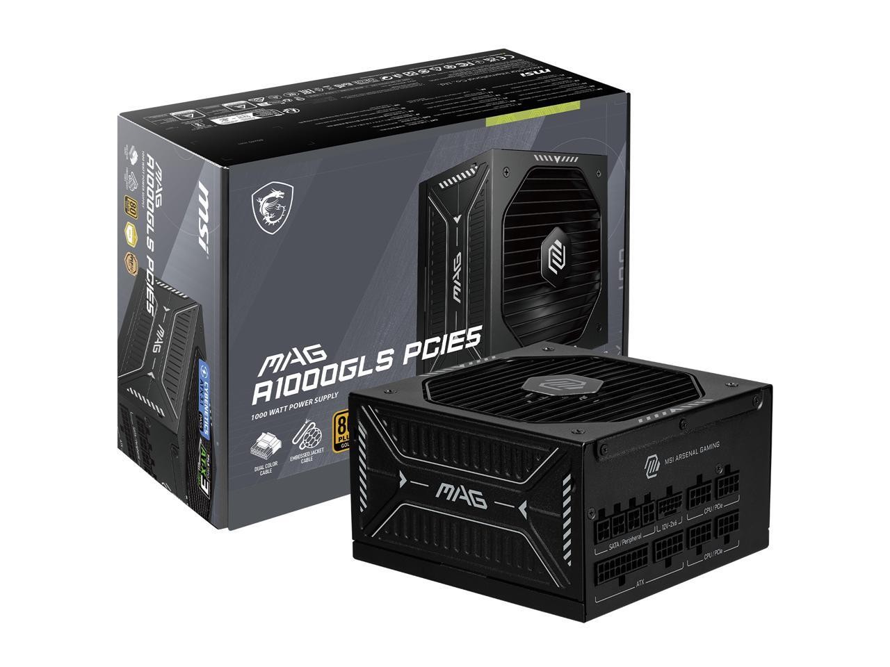 MSI MAGA1000GLSPCIE5 MAG A1000GLS PCIe 5.1 Fully Modular Power Supply 1000W