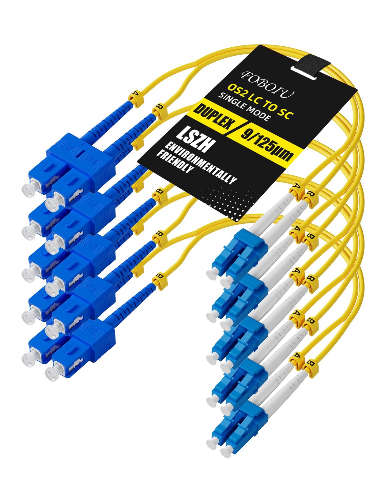 5 Pack OS2 SC to LC Fiber Patch Cable0.5m1.6ft Single Mode Duplex lc to sc Fi...