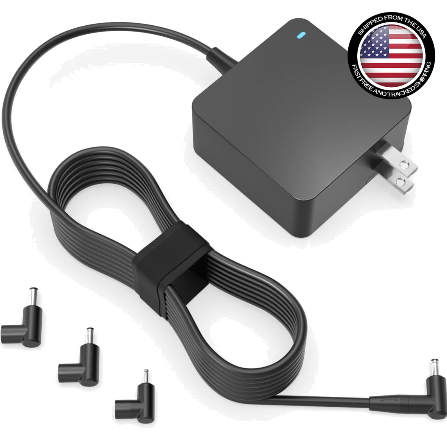 65W ASUS Laptop Charger with Round Tip Connector & Charging Indicator - Black