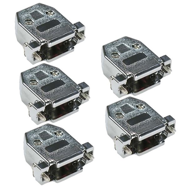 5 Pcs DB15 D-SUB 15-Pin Metalized Plastic Hood Screw Type Solder Cup Connector