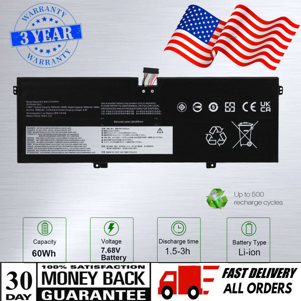 L17C4PH1 L17M4PH1 Battery for Lenovo Yoga 7 Pro Pro-13IKB C930 C930-13IKB 131KB