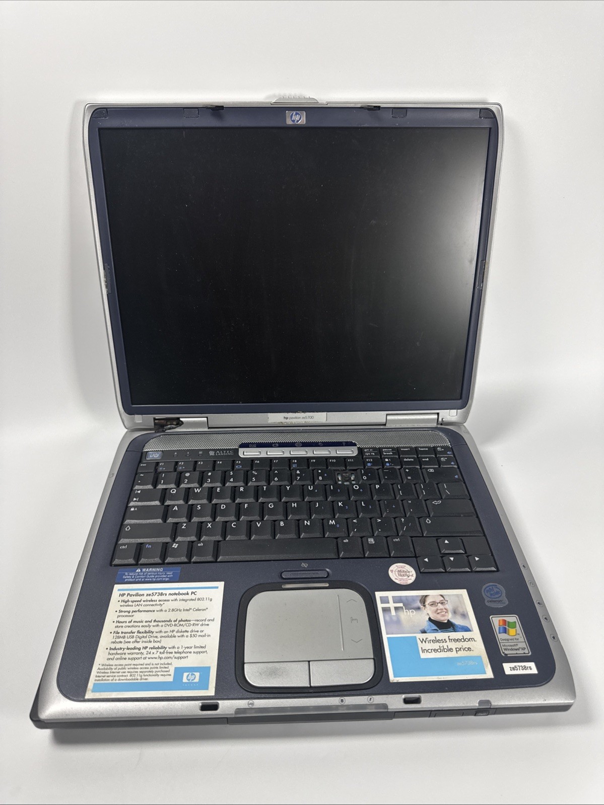 HP Pavilion ZE5700 Laptop Untested No Power Cable For Parts Or Repair