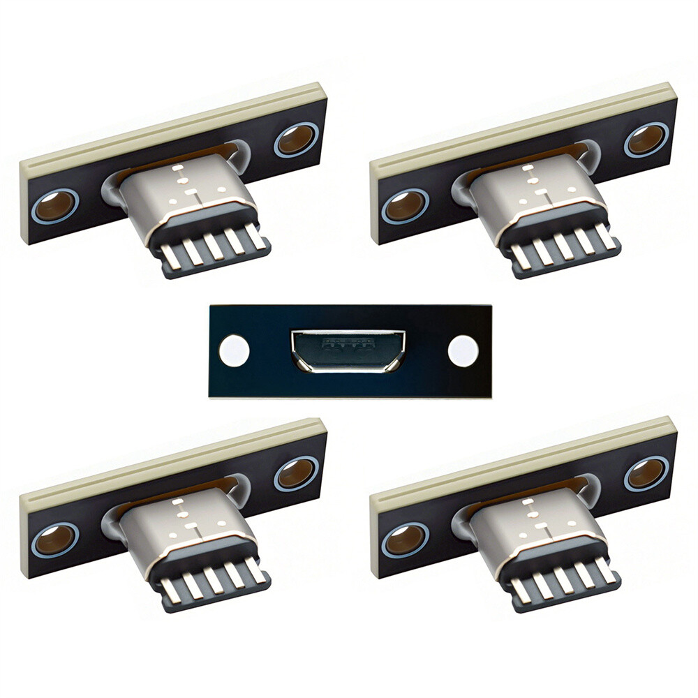Cablecy 5pcs/set DIY OEM Micro-USB 5P Female Type-B Socket Connector Panel Mount