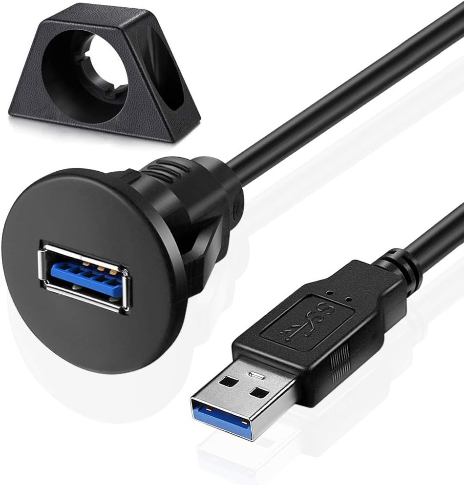USB 3.0 Male to Female Panel Mount Extension Cable, 6Ft