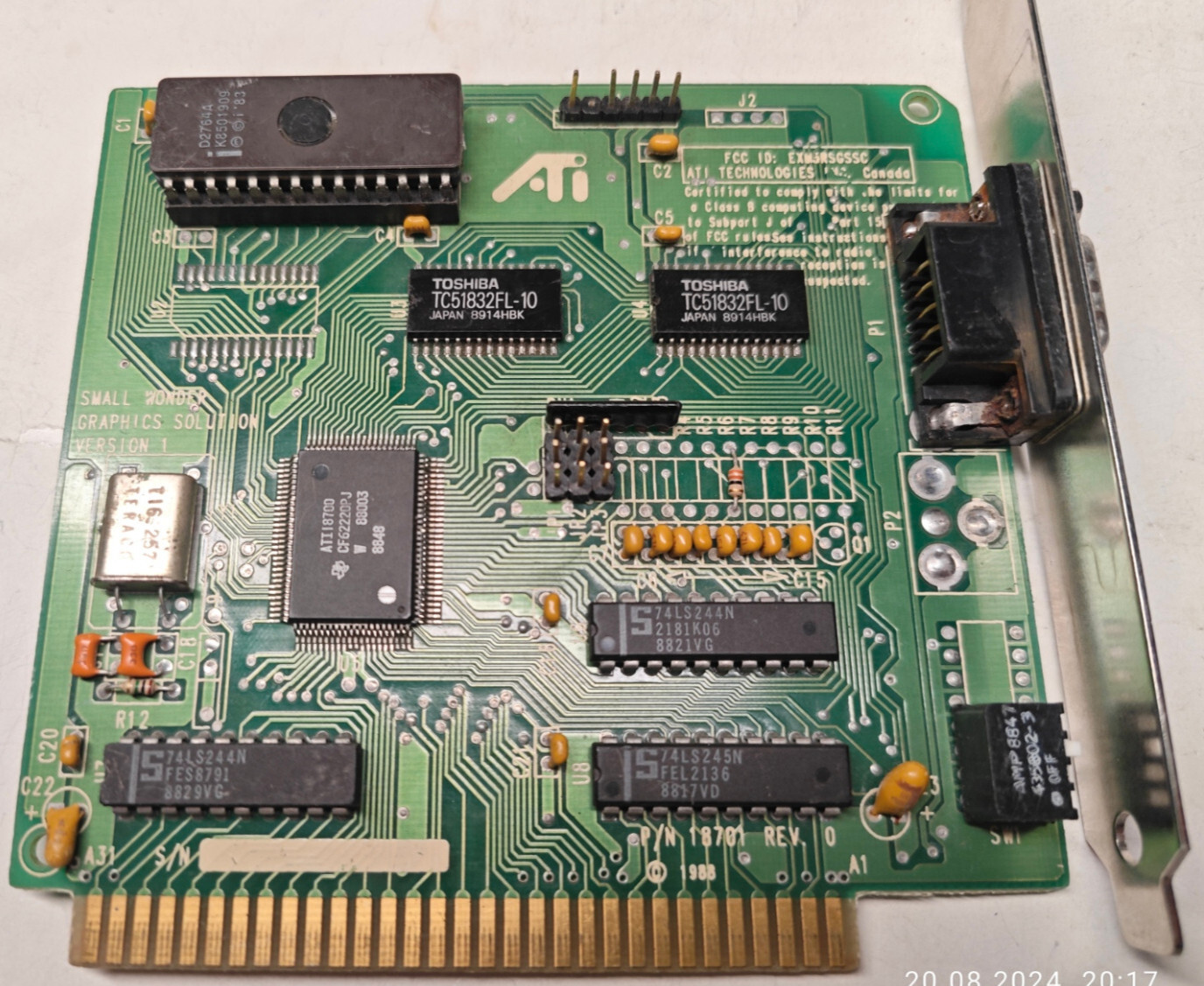 1988 8 Bit ISA MDA/CGA Video card ATI Small Wonder Solution version 1 64 Kb