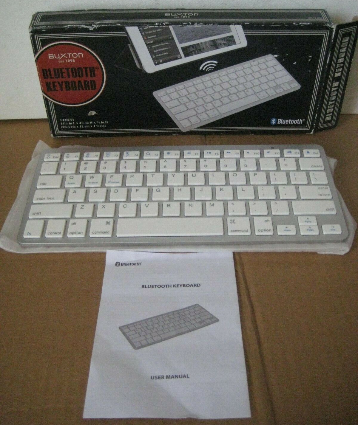 Buxton Bluetooth Keyboard Model SM-36749 White on Silver OPEN Box
