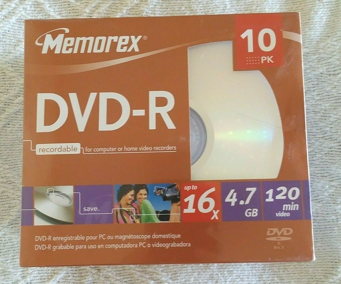 Memorex Pack 10 DVD-R Discs 16x 4.7GB 120 Min From 2006