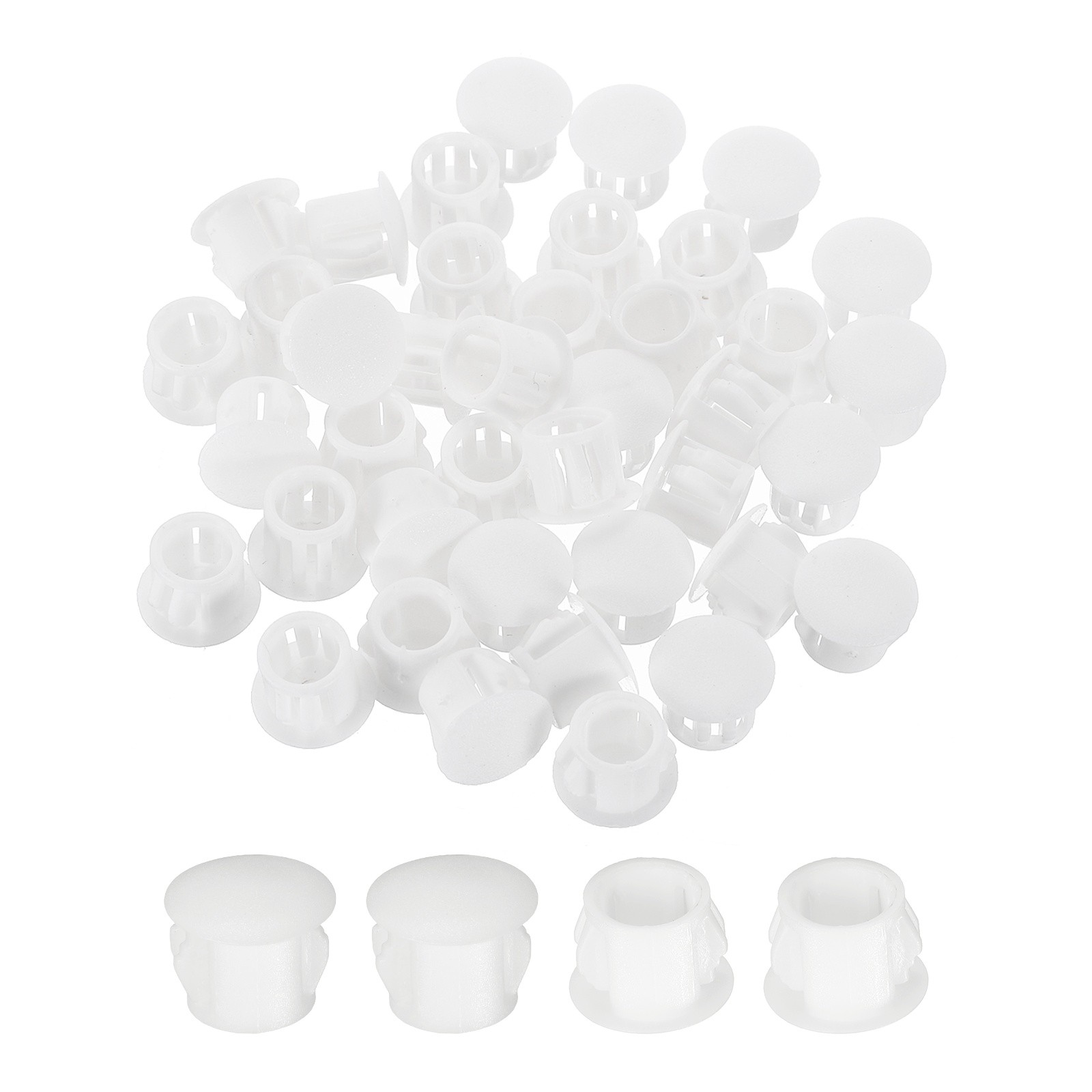 100-PackWhite Hole Plugs, 10mm / 0.39 Inch Plastic Hole Cover Panel Plugs