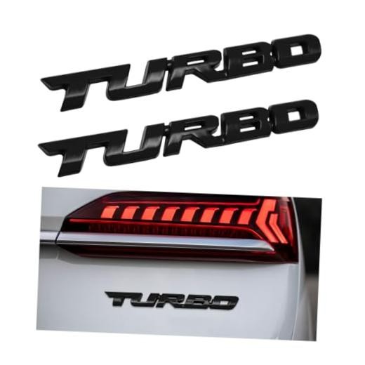 Yourkar 2PCS Turbo Car Emblem Decal, 3D Metal Turbo Badge for Auto Black, 2PCS