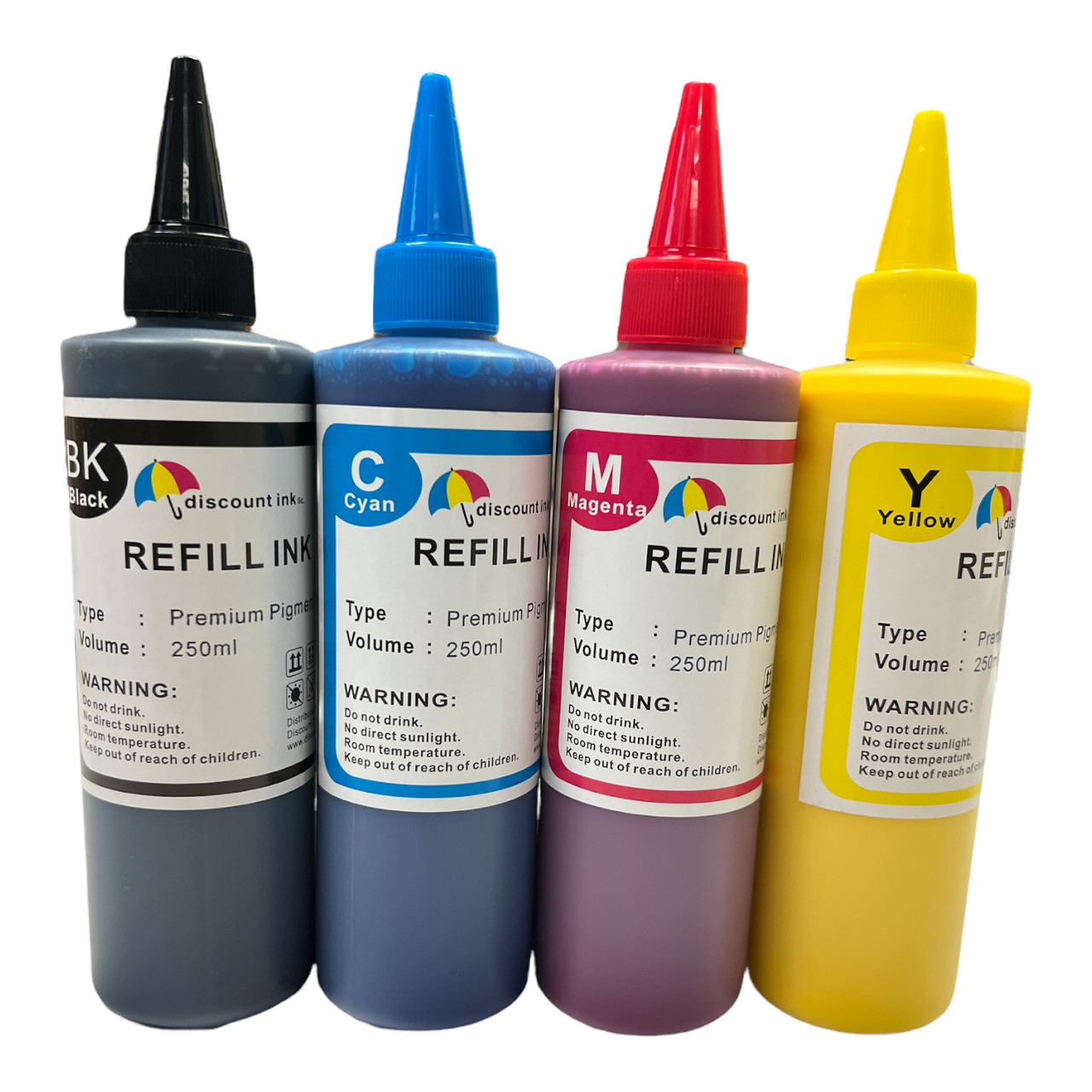 4x250ml Pigment Refill Ink Bottle for Epson T774 T664 Compatible EcoTank