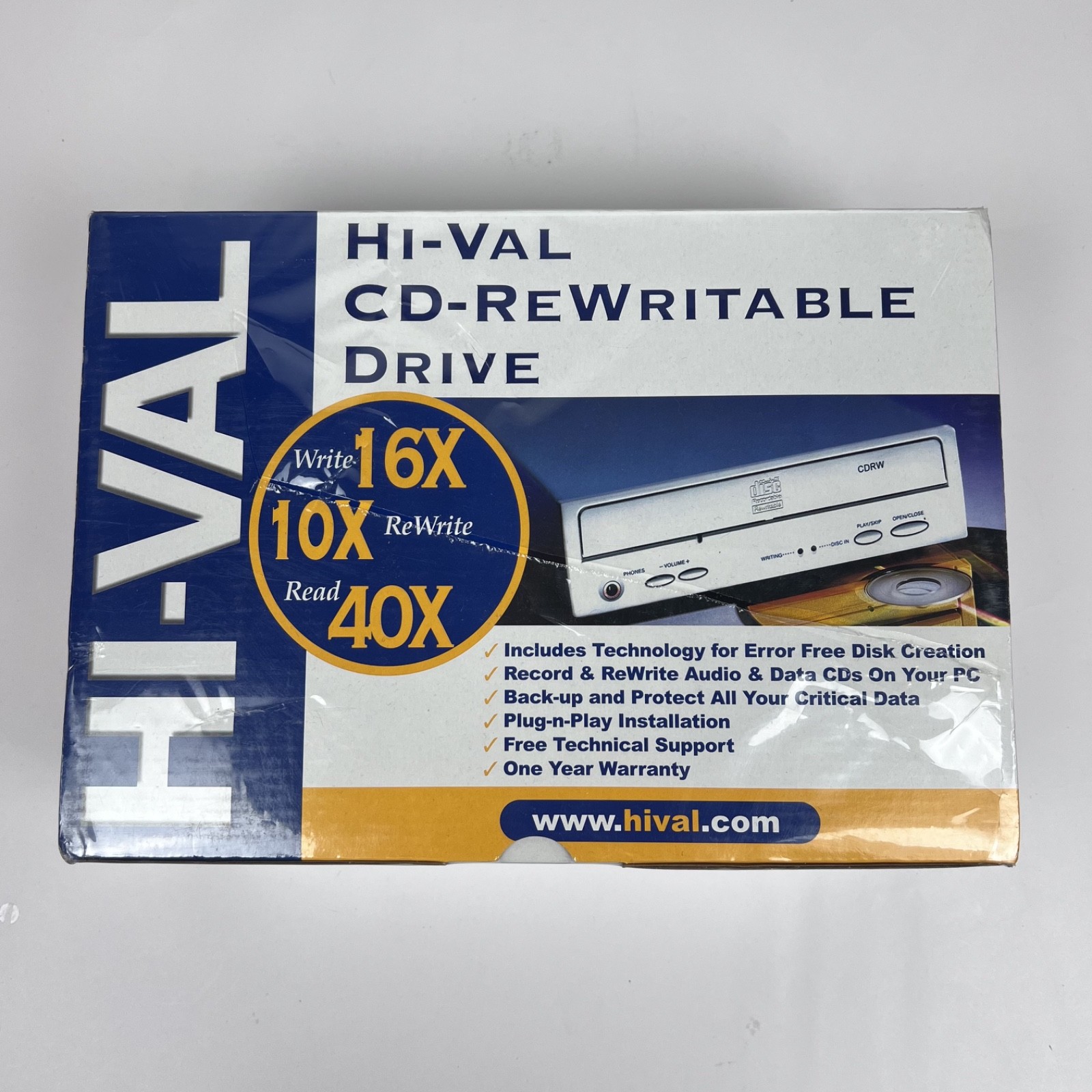 Hi-Val CD-Rewriteable Drive Internal 16x 10X 40X  CD-R CD-RW  New Factory Sealed