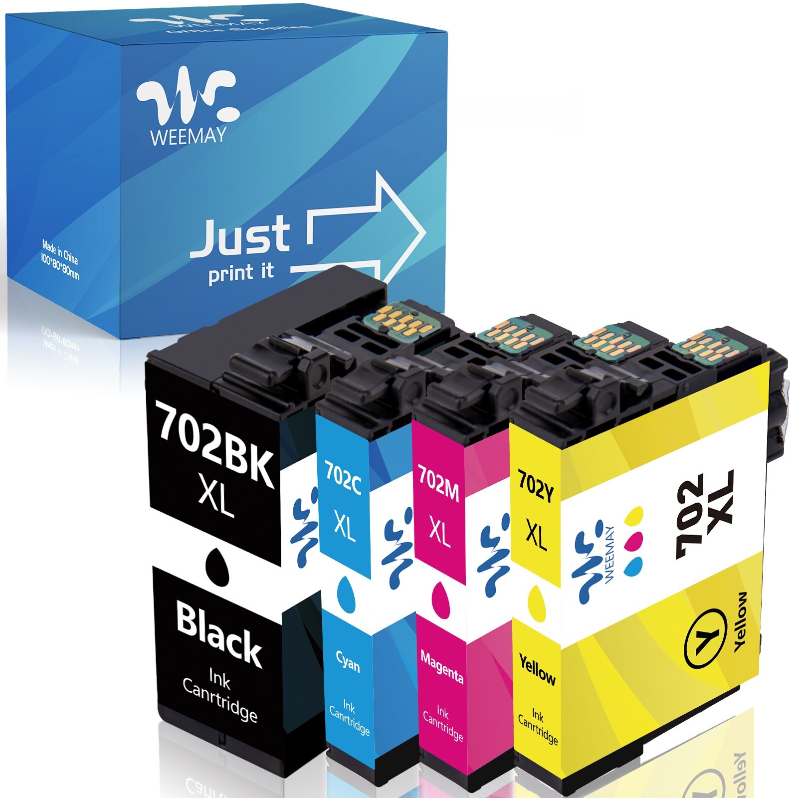 4PK 702XL T702XL Ink Cartridges For Epson WorkForce Pro WF-3720 WF-3730 WF-3733