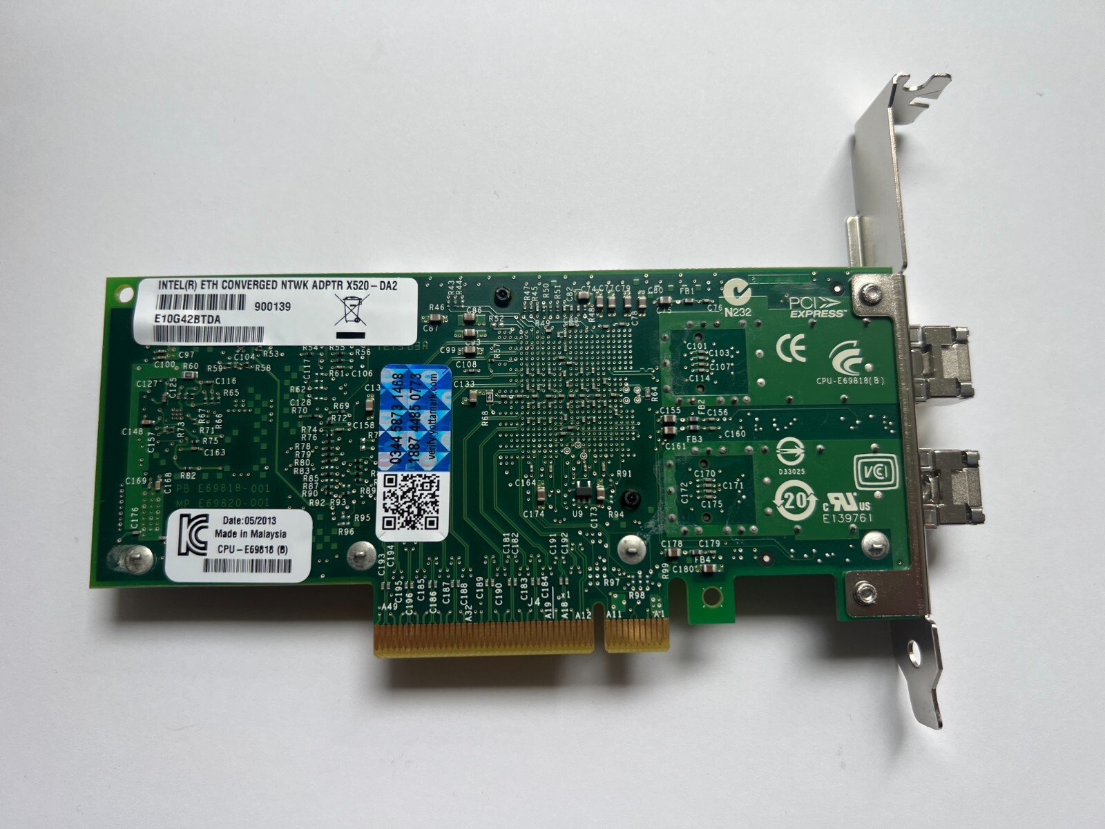 INTEL MOTHERBOARD (R) ETH CONVERGED  DUAL NTWK ADPTR  X520-DA2, E10G42BTDA