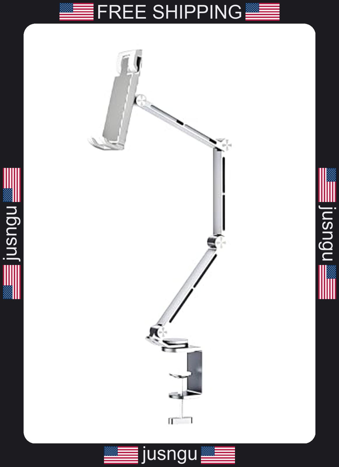 Adjustable Aluminum Tablet & Phone Stand with 360° Rotation for Desk Bed Use