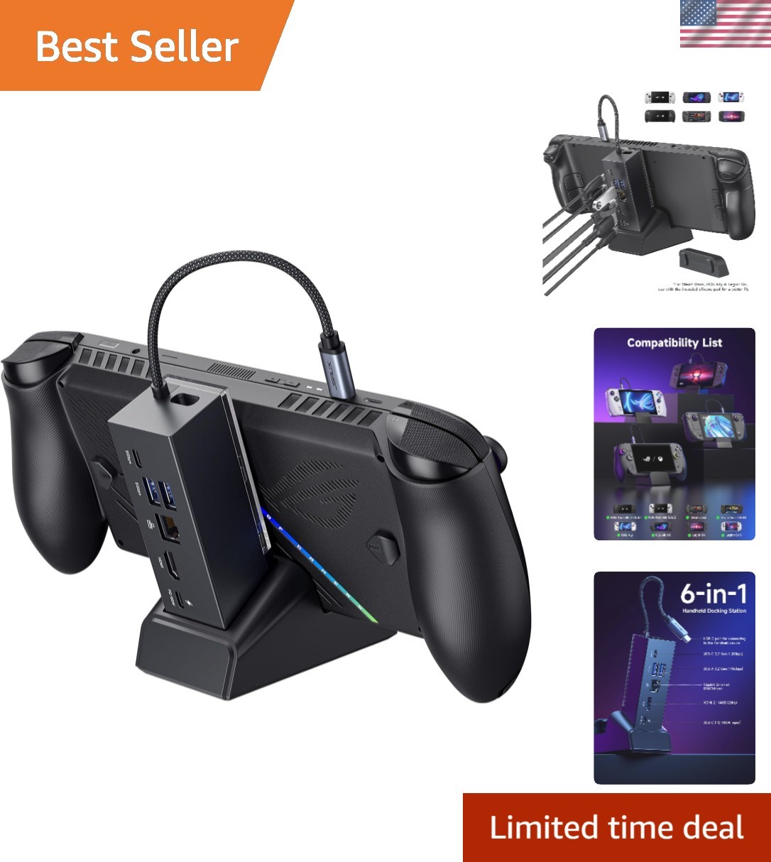 Compact Docking Station for ROG Xbox Ally X - 6 Ports, 4K HDMI, Gigabit Ethernet