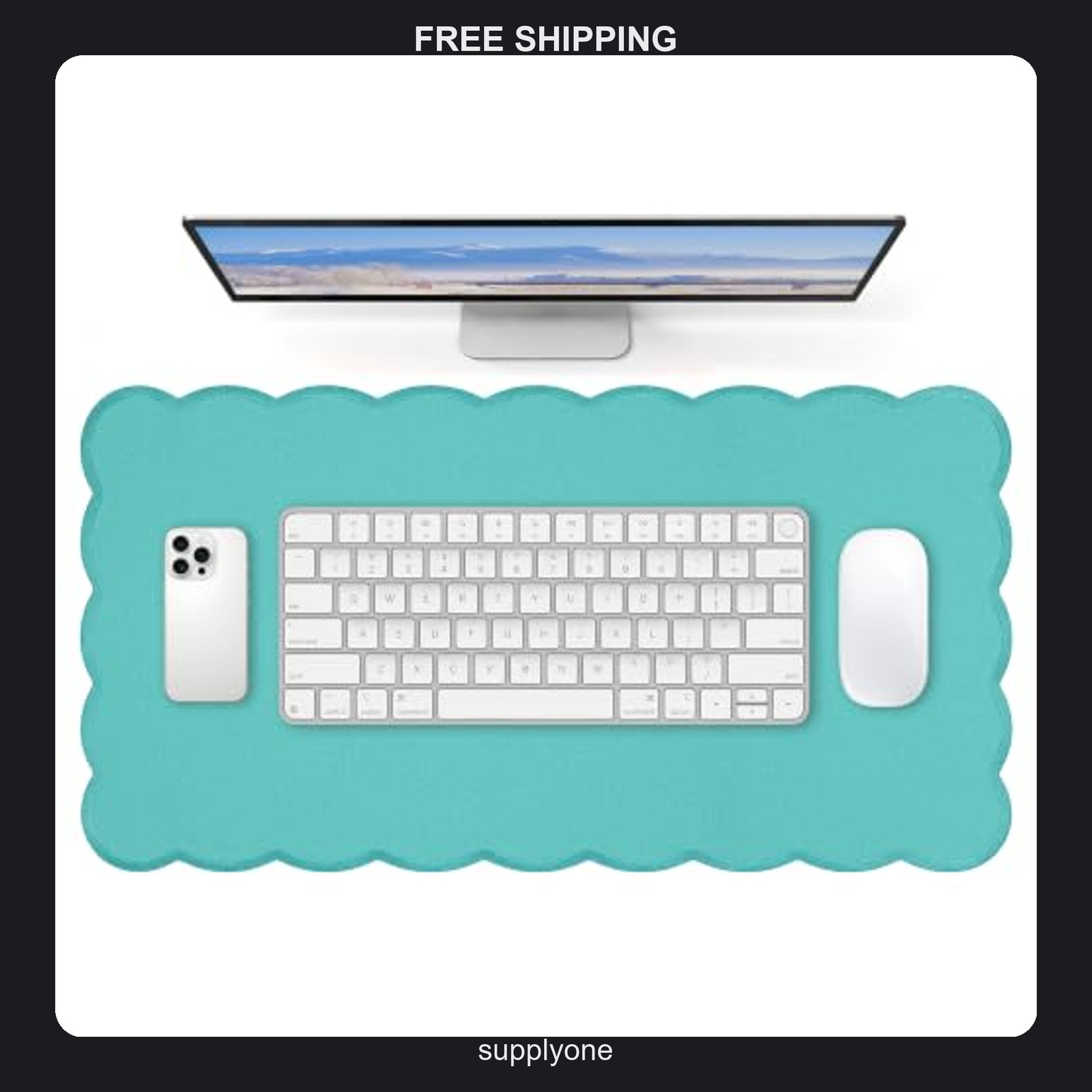 FRYXT Large Desk Pad, 23.6 x 11.8 Inch Mouse Mat, Olive Green Non-Slip Rubber