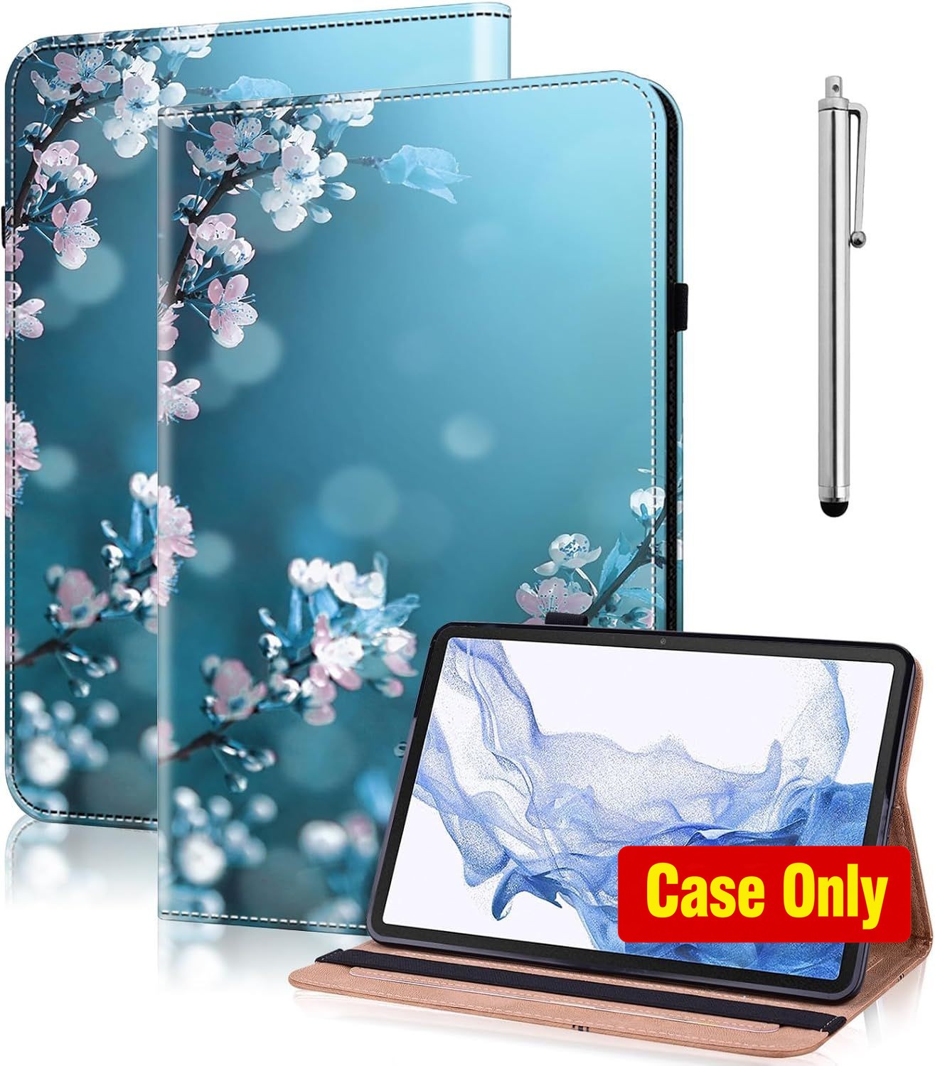 Tablet Case for Idea Tab Pro 12.7 2025, Shockproof PU Leather Plum Blossom