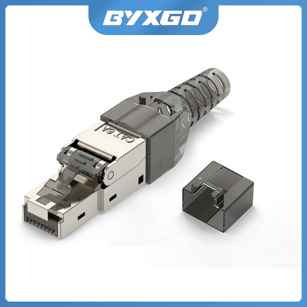 12PCS Cat6A Shielded Tool-Free RJ45 Field Termination Plug No Crimp 10Gbps STP