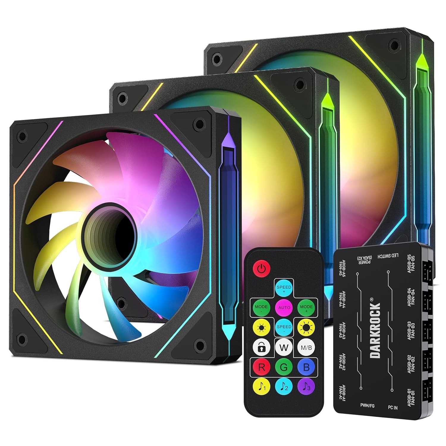DARKROCK F120 3in1 120mm Infinite Mirror Case Fans w/ 20 Ports Contoller - Black