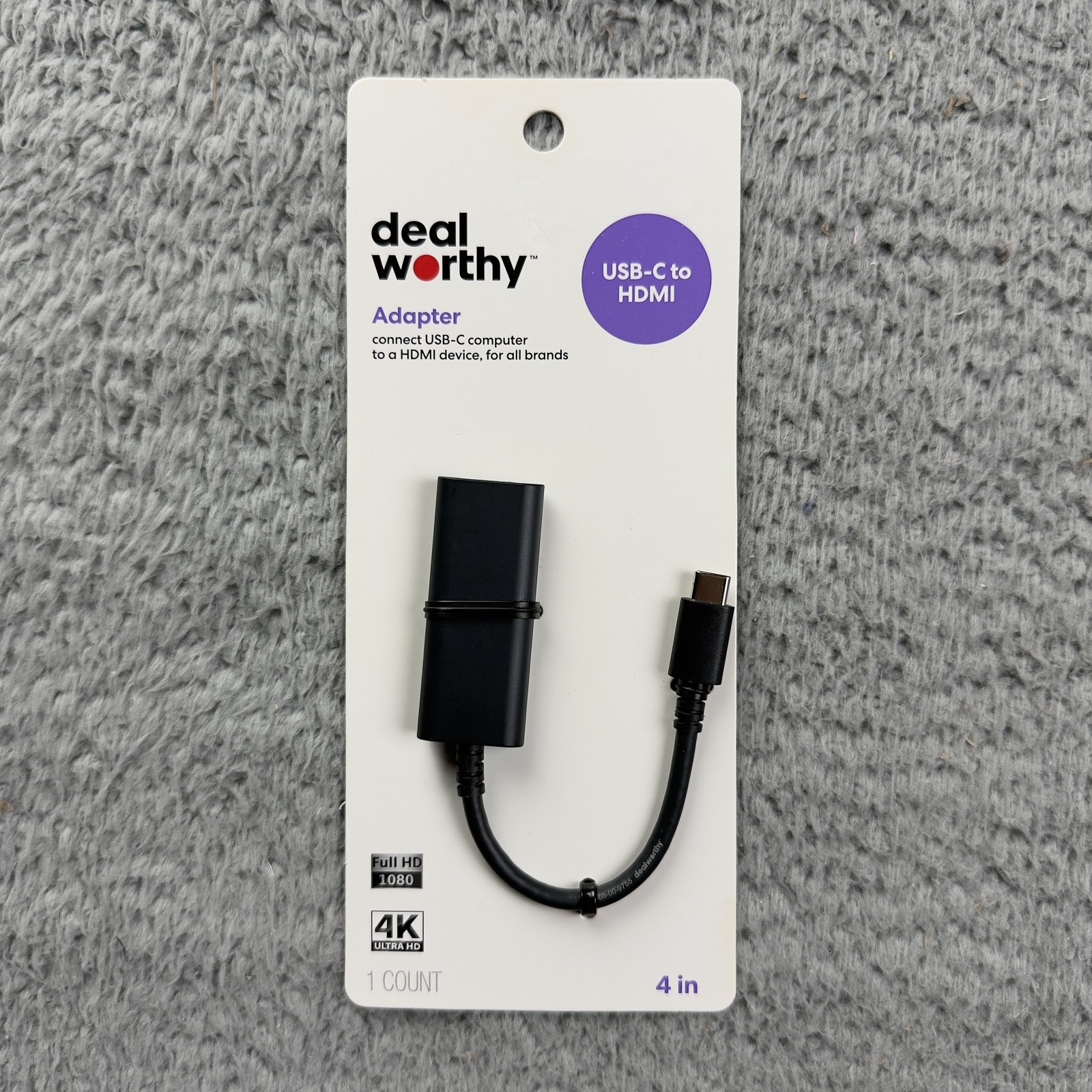 Deal Worthy USB-C To HDMI Adapter 4 In Cable 4K Ultra HD Black Plug & Play New