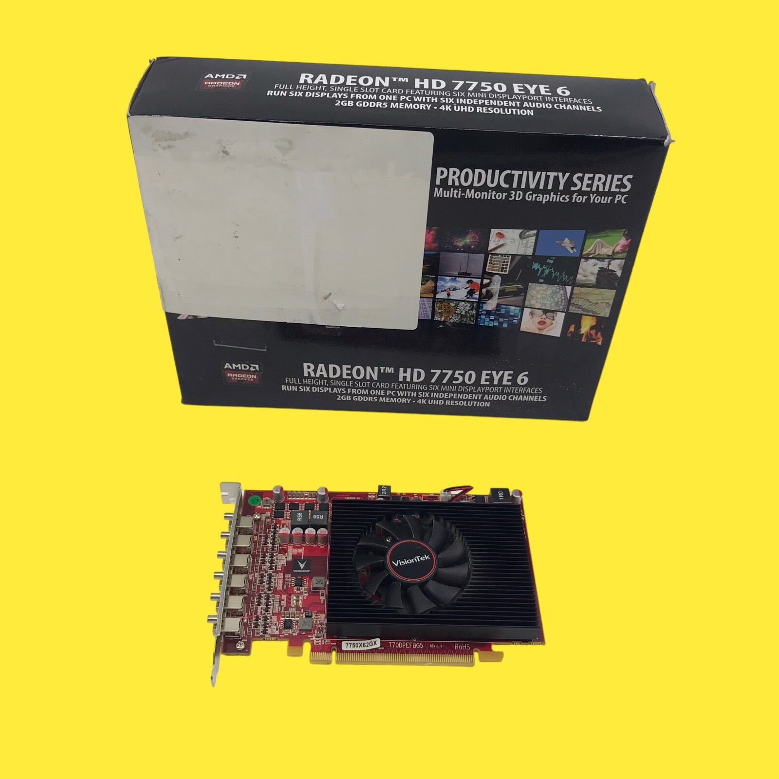 FOR PARTS VISIONTEK ATI RADEON VT 7750 X6 Mini Display Ports #2413 Z58/25