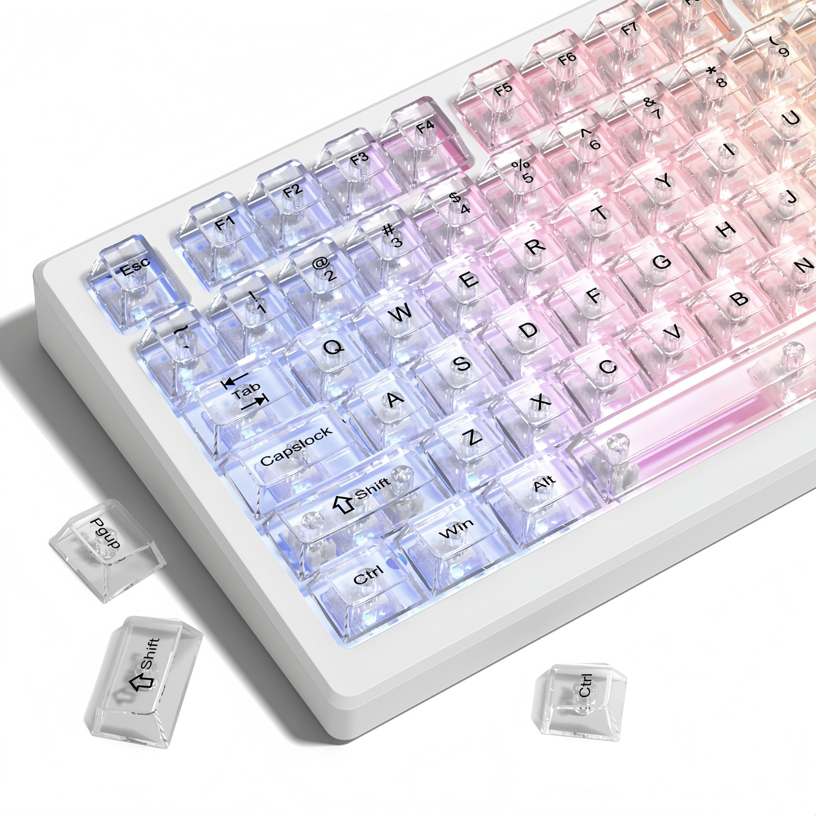 White Clear Transparent Jelly Keycaps Cherry Profile Fits 60/75/100 Percent