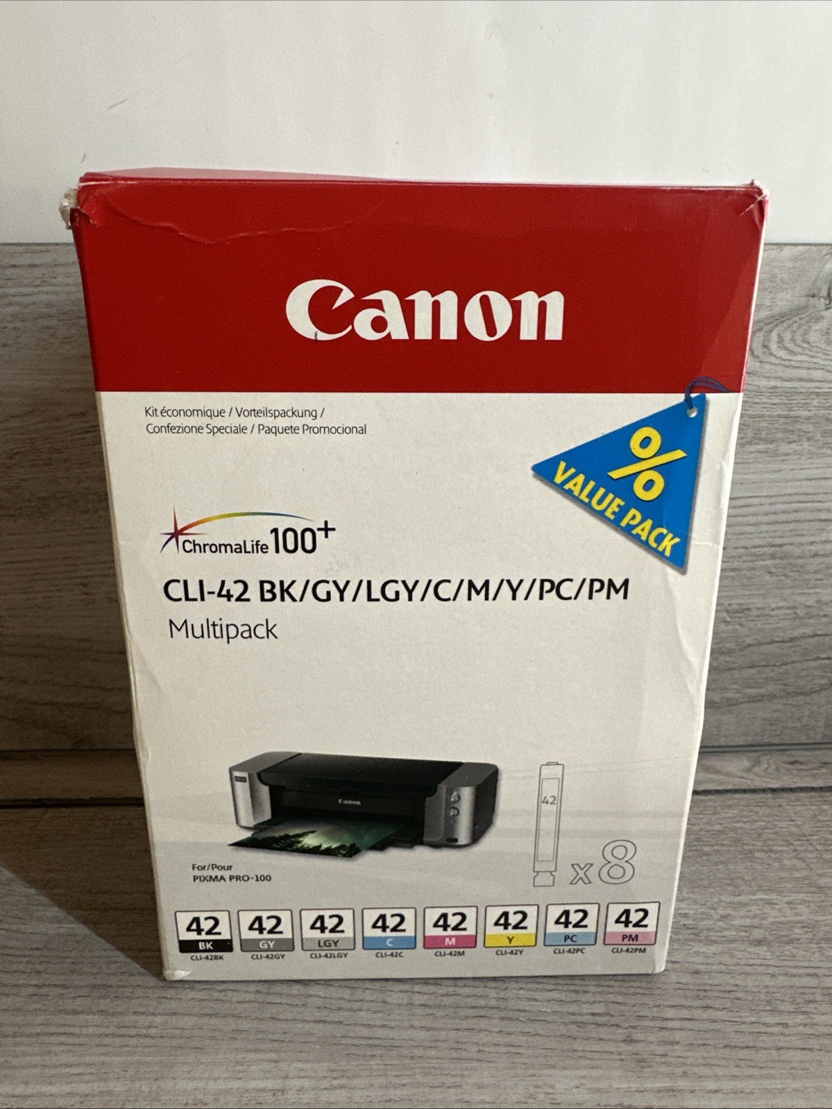Canon CLI-42 Genuine Ink 8 Pack PIXMA PRO-100 6384B007 Sealed OEM ChromaLife100+