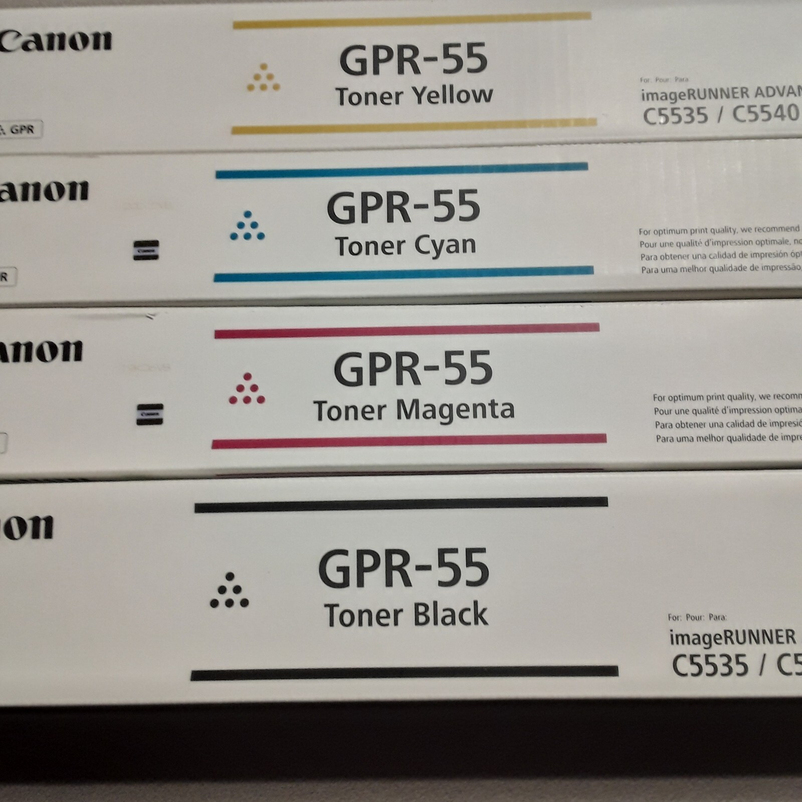 Complete set CANON GPR-55 Toner Cartridge Cyan Magenta Yellow  Black 