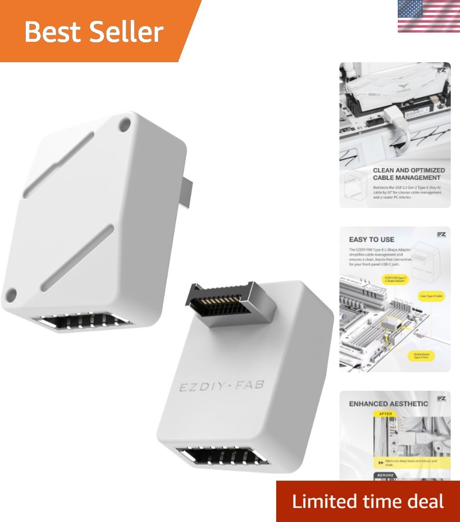 USB 3.2 Gen 2 Type-E 90 Degree L-Shape Adapter, Motherboard USB-C Header Conv...