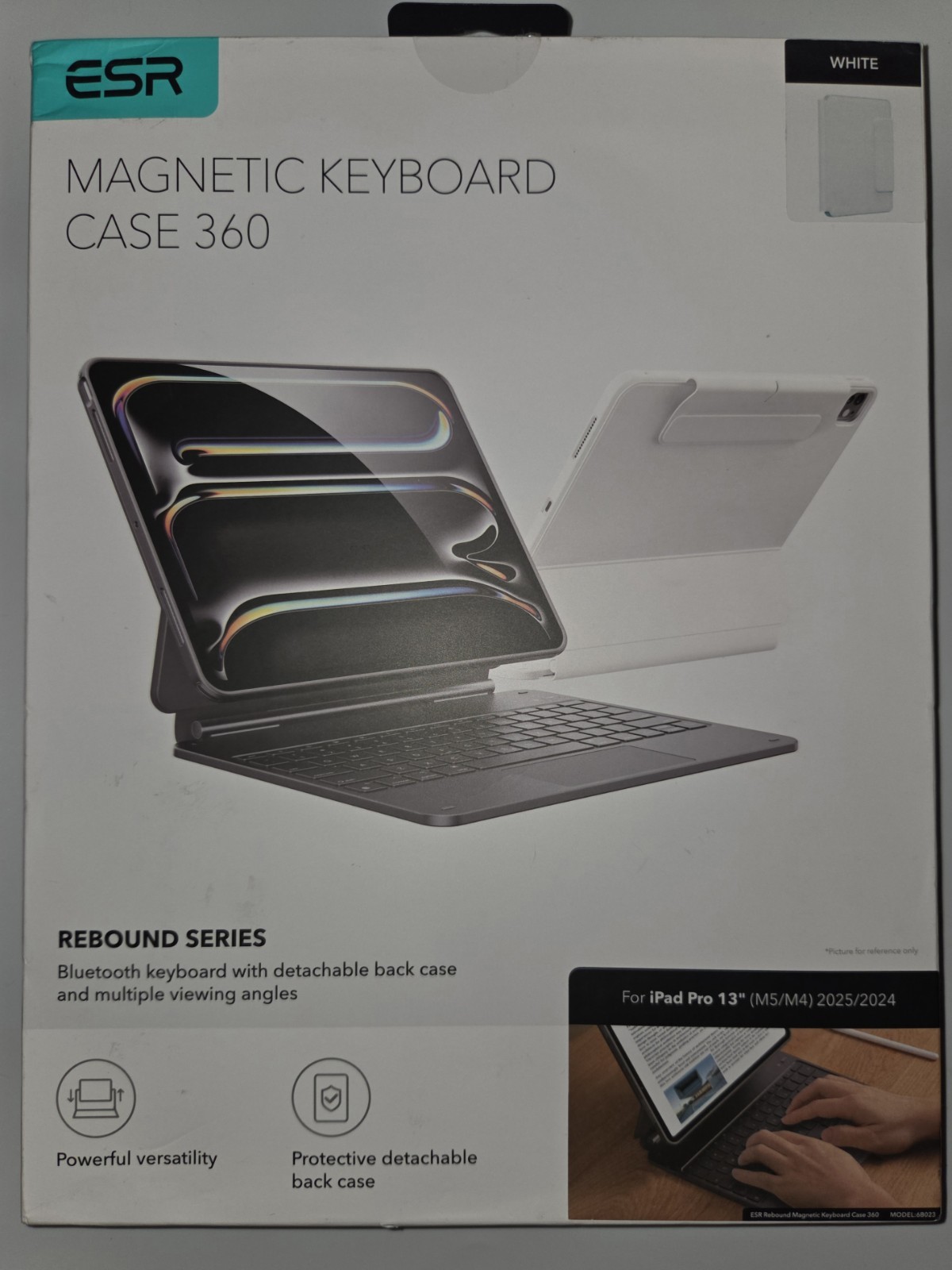 ESR Magnetic Keyboard Case 360 Rebound Series For iPad Pro 13 M5 M4 25 24 White