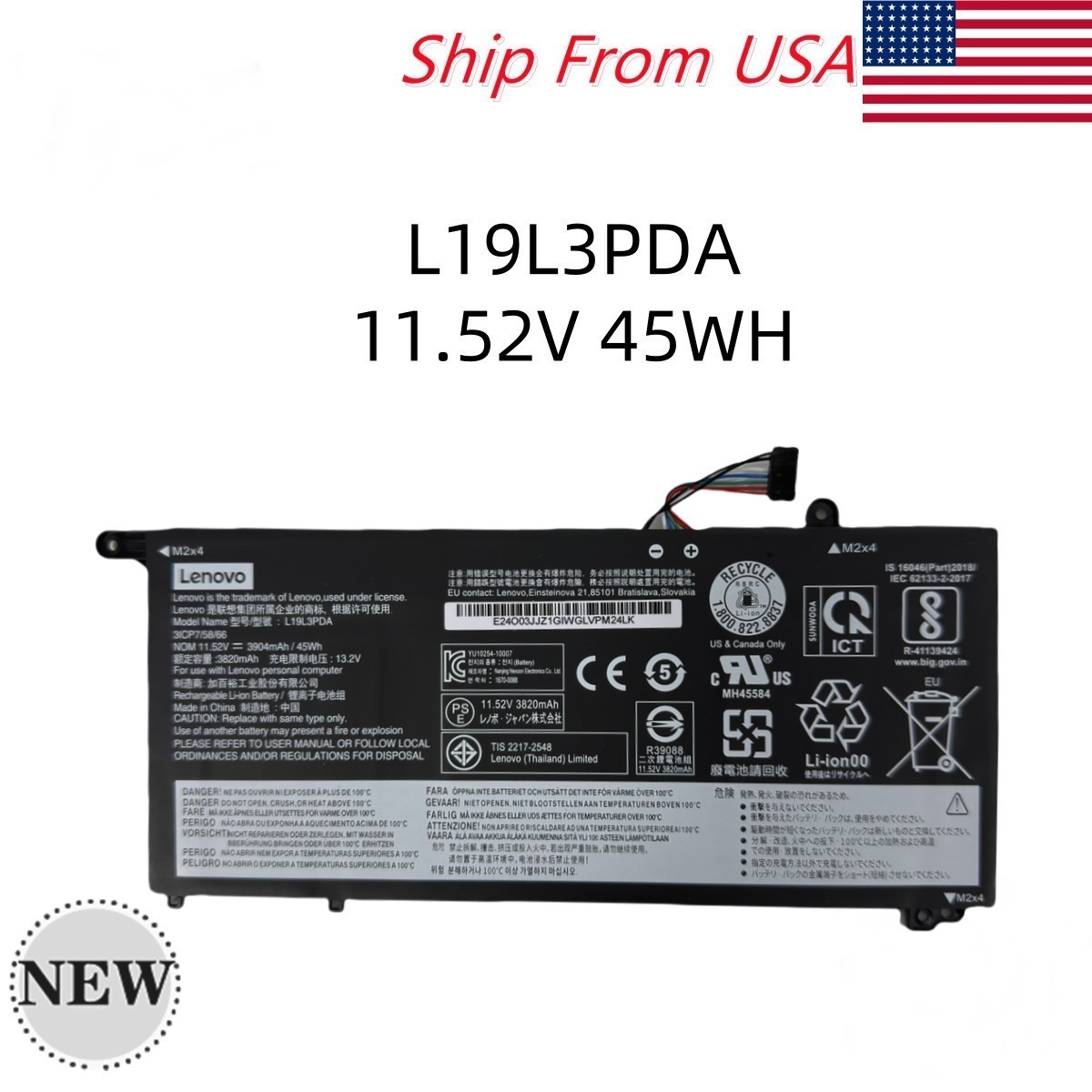Genuine L19C3PDA L19L3PDA Battery For Lenovo ThinkBook 14 15 G2 G3 31CP7/59/67