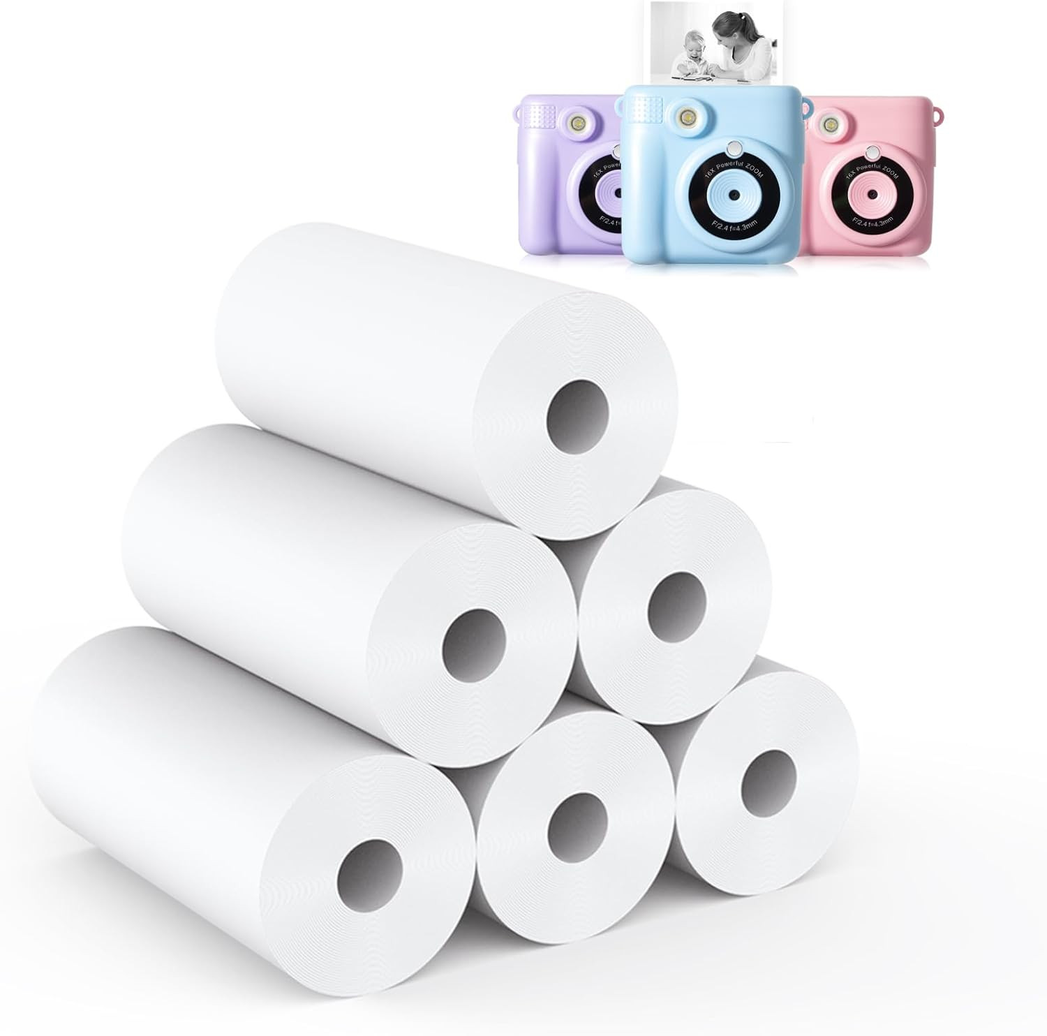 6 Rolls Instant Print Paper Kids Camera Paper Refill - Hikkon Thermal Print Pape