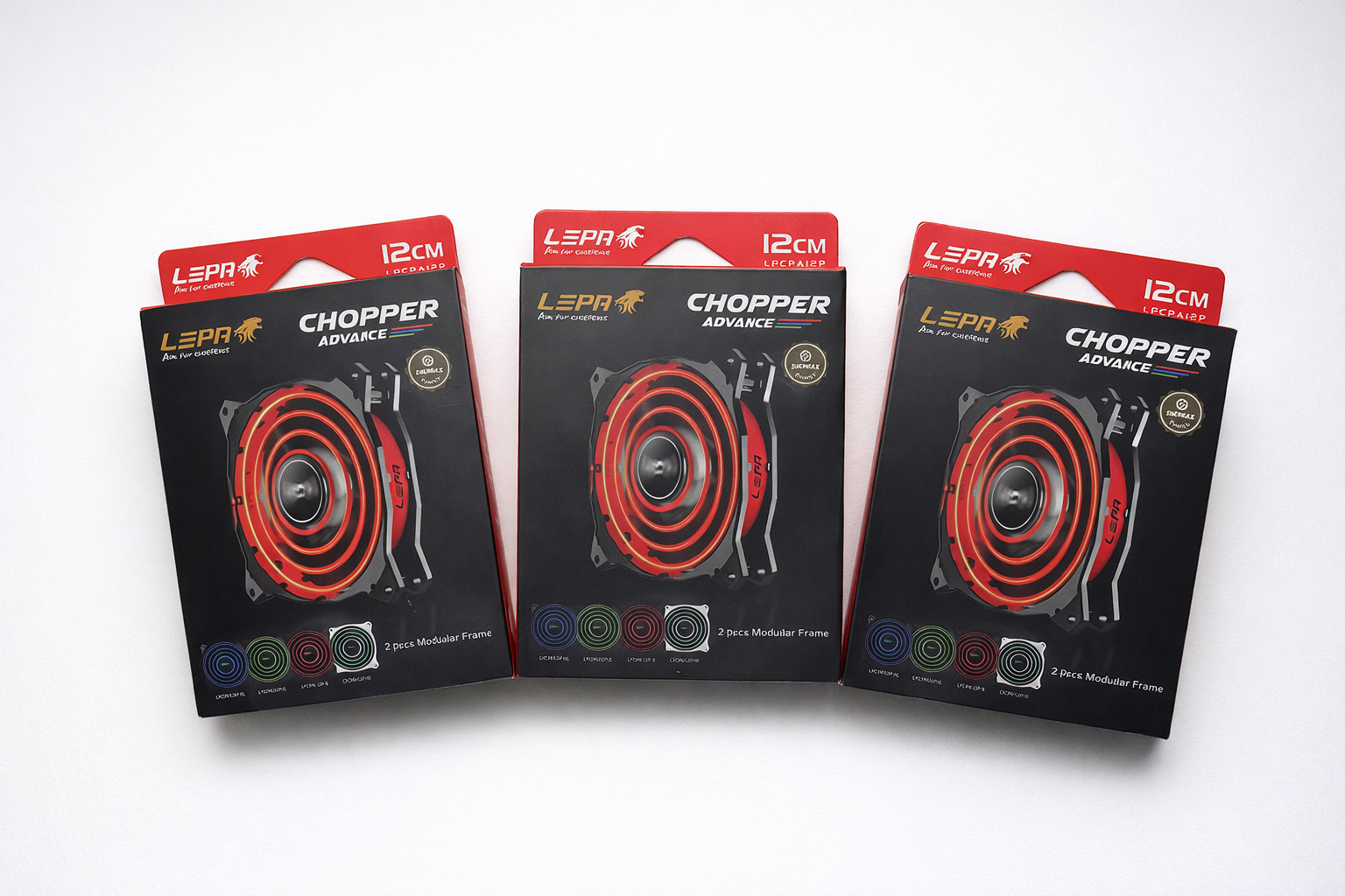 LEPA Chopper Advance 120mm Red LED PC Case Fan LPCPA12P-R Single Red LED 120mm