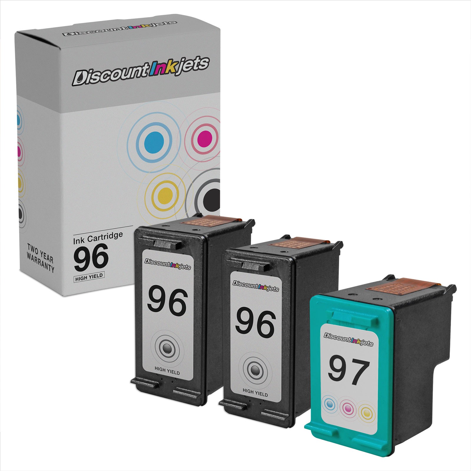 3PK DI Ink Replacement for HP 96 (2xblk) & HP 97 (1xColor) Use in B8330 2710xi