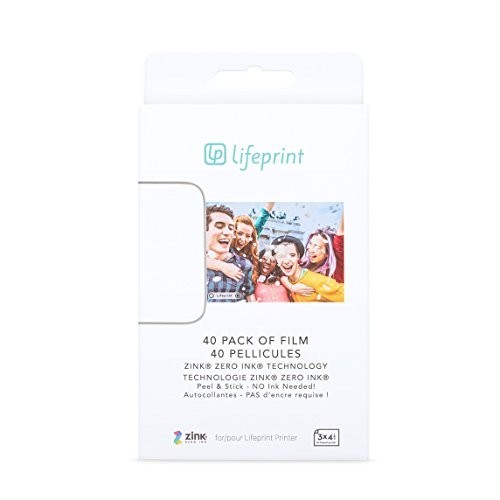 40 Pack Photo Film for Printer, 3x4.5 Size, Zero Ink Sticky Backed