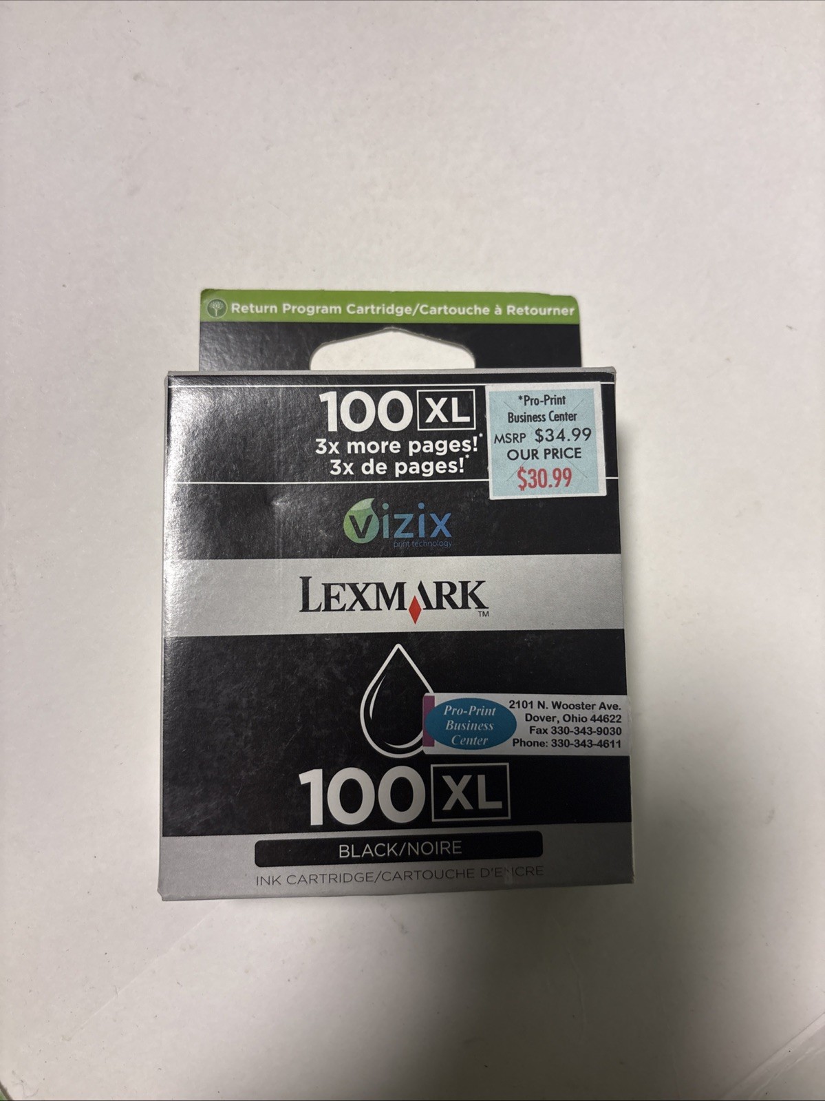 Lexmark 100 XL Genuine Black Ink NOS
