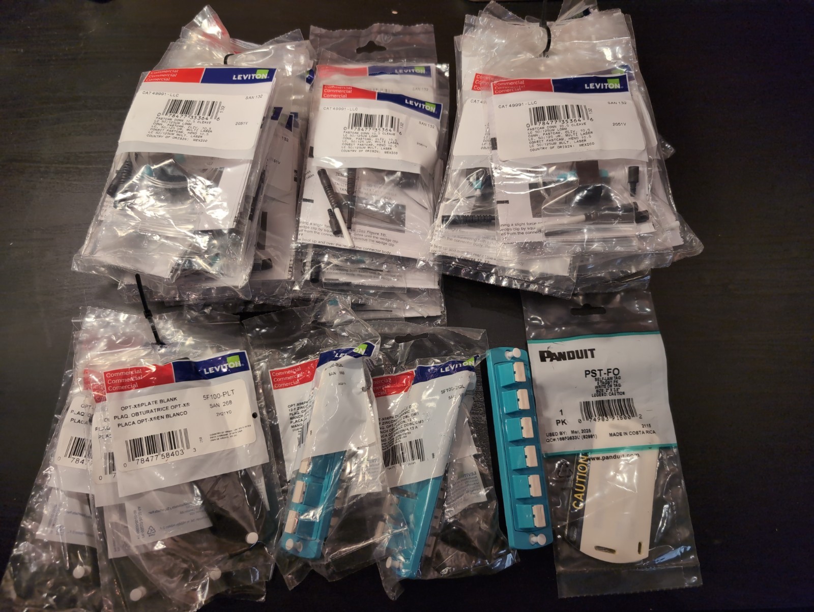 Lot of Leviton Fiber Optic Connectors - Multimode 50/125um Plates and Fastcams