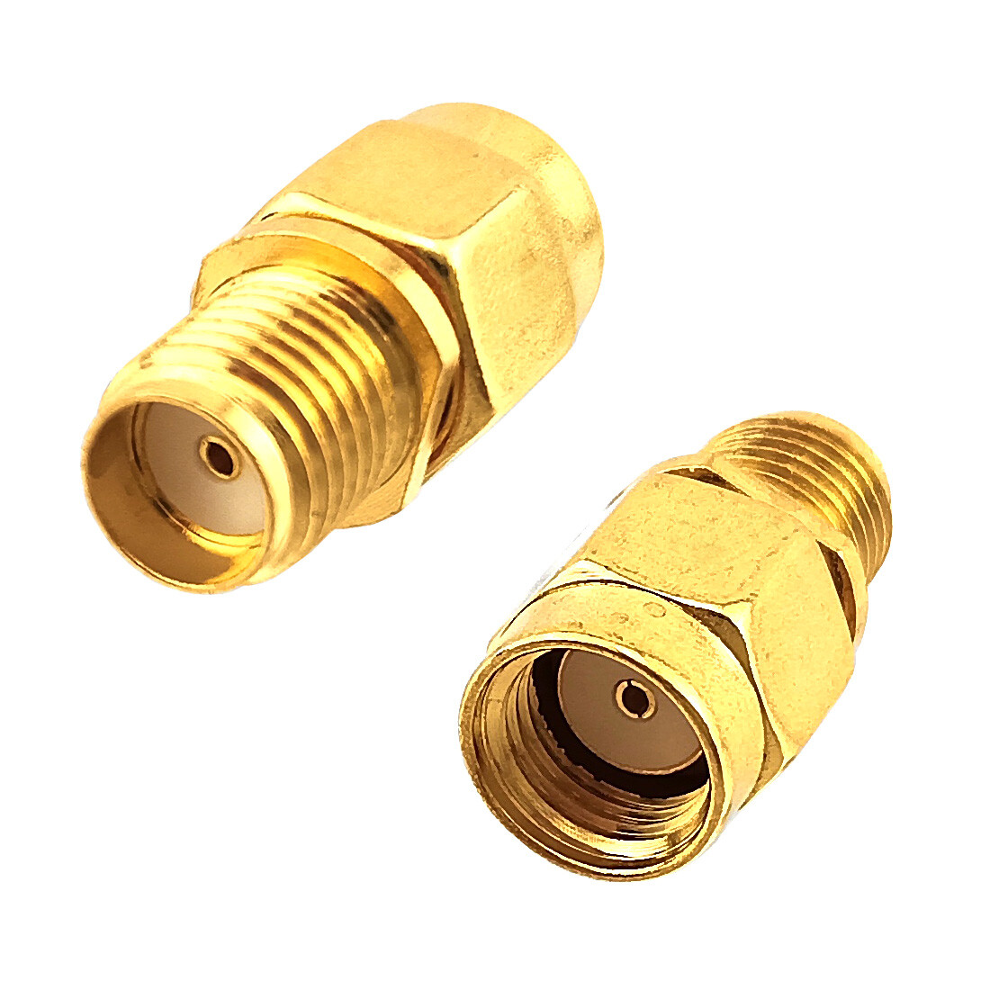 2pcs RP-SMA Male to SMA Female Adapter FPV WiFi LTE Antenna Pin Hole Converter