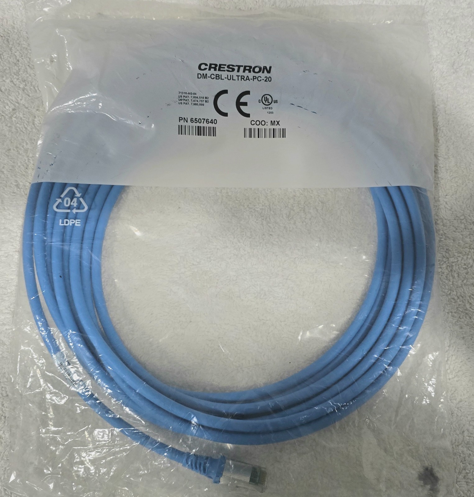 Crestron DM-CBL-ULTRA-PC-20 Ultra Patch Cable DigitalMedi. 20ft brand-new