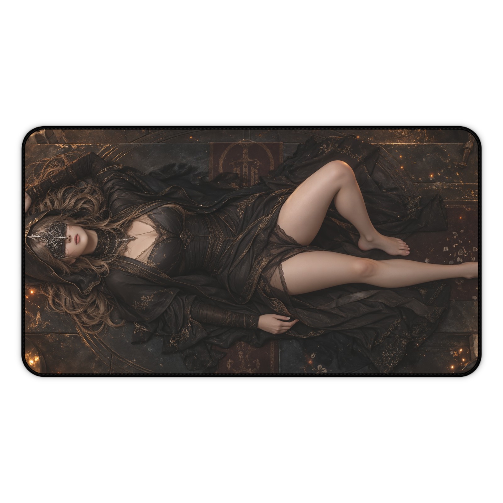 Fire Keeper Gothic Desk Mat Dark Fantasy Art Large Mousepad Gamer Gift