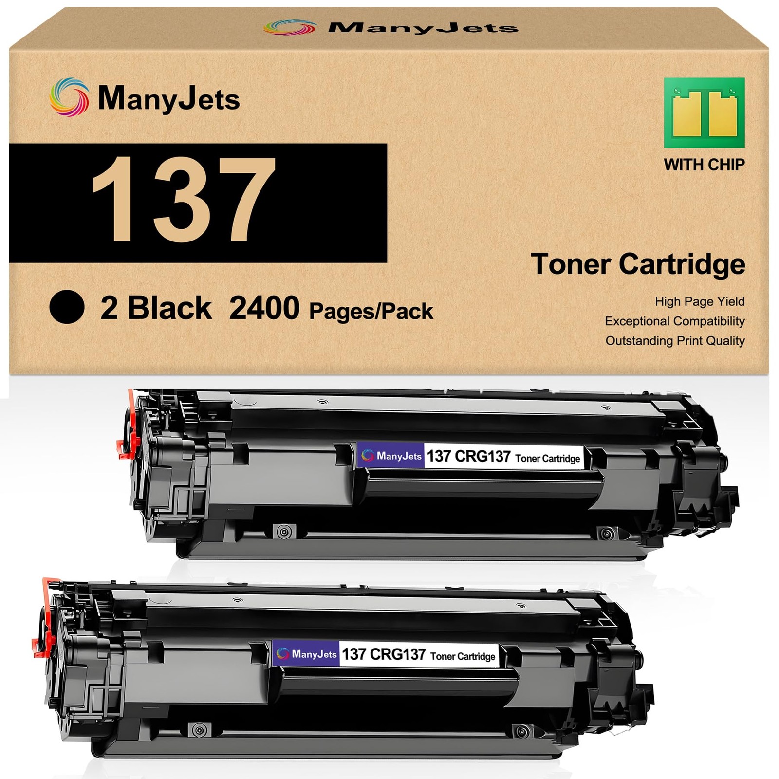 ManyJets CRG137 Toner Cartridge Compatible for Canon 2Pack, 2BK