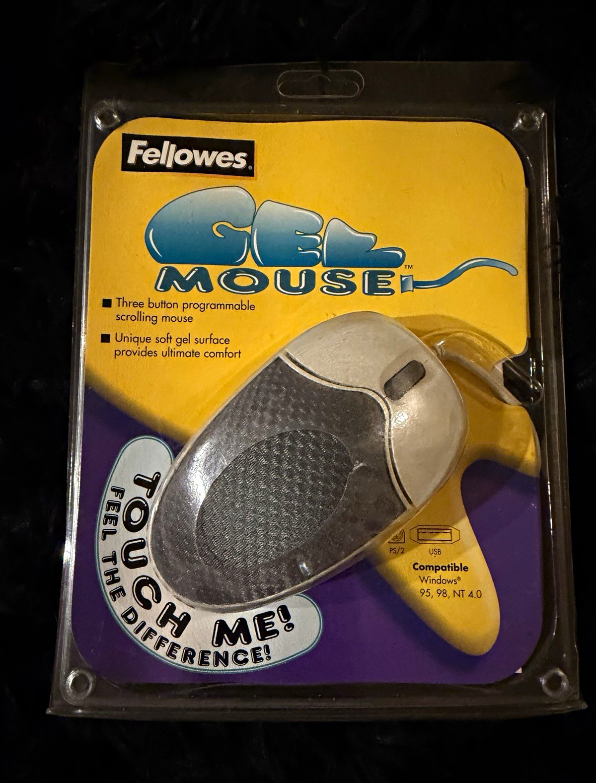 Vintage Fellowes Gel Mouse 3-Button Optical Ergonomic Programmable Mouse Sealed