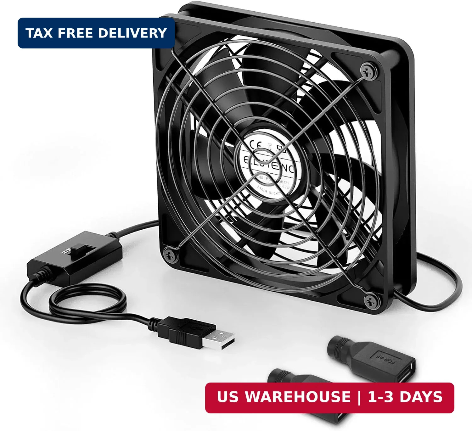 120mm USB Computer Fan, 5V PC Cooling Fan with 3 Adjustable Speeds & DC to USB A