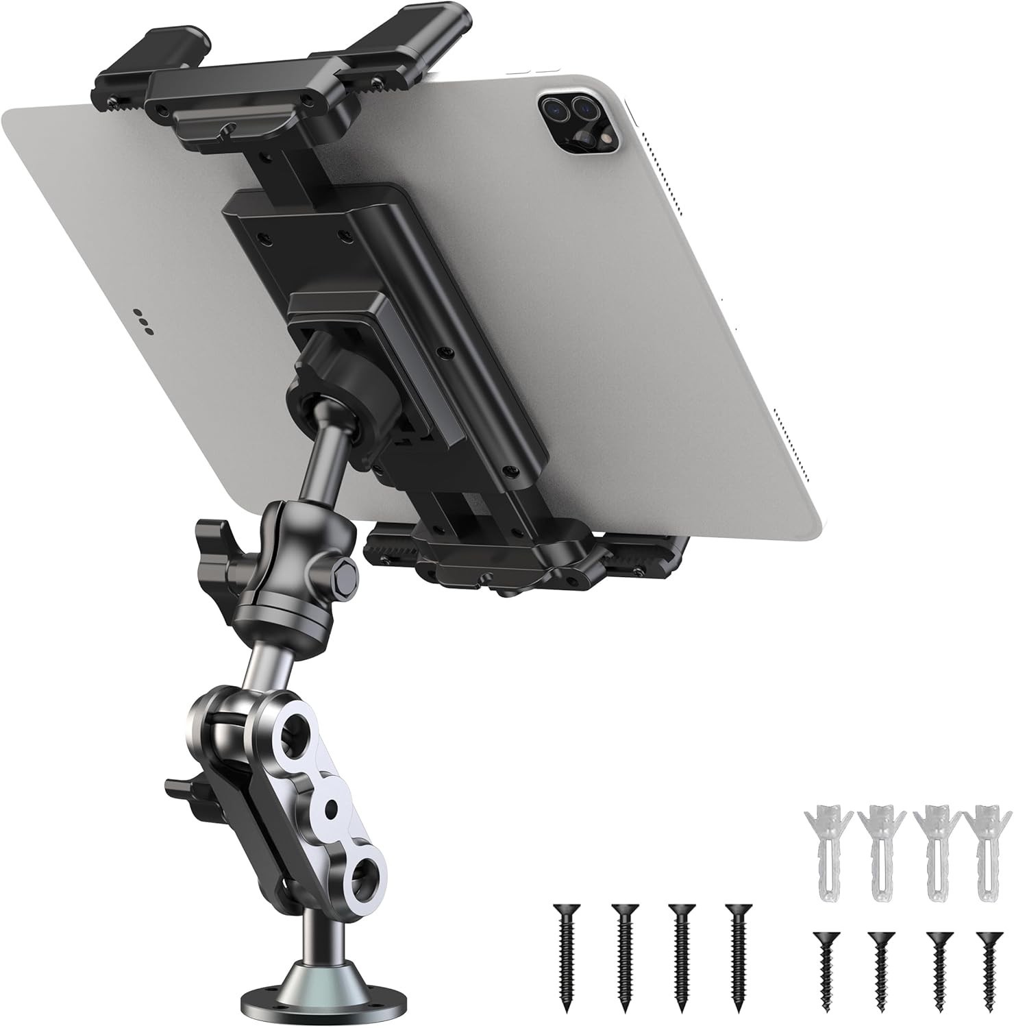 WUITIN Aluminum Heavy Duty Drill Base Tablet Holder Car Mount Dashboard, 360° Ad
