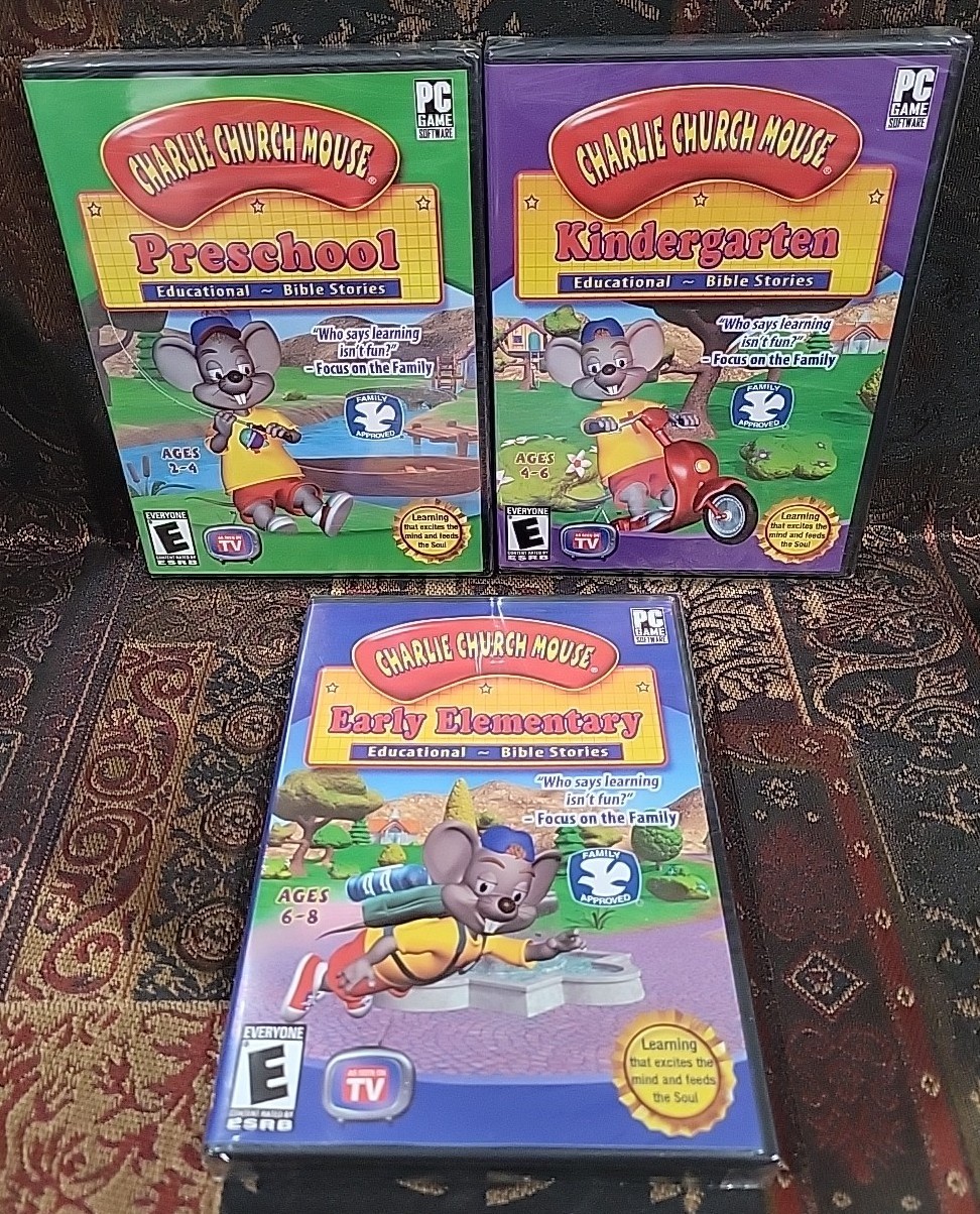 3 Charlie Church Mouse PC CD Games Preschool Kindergarten Early Elementary NEW