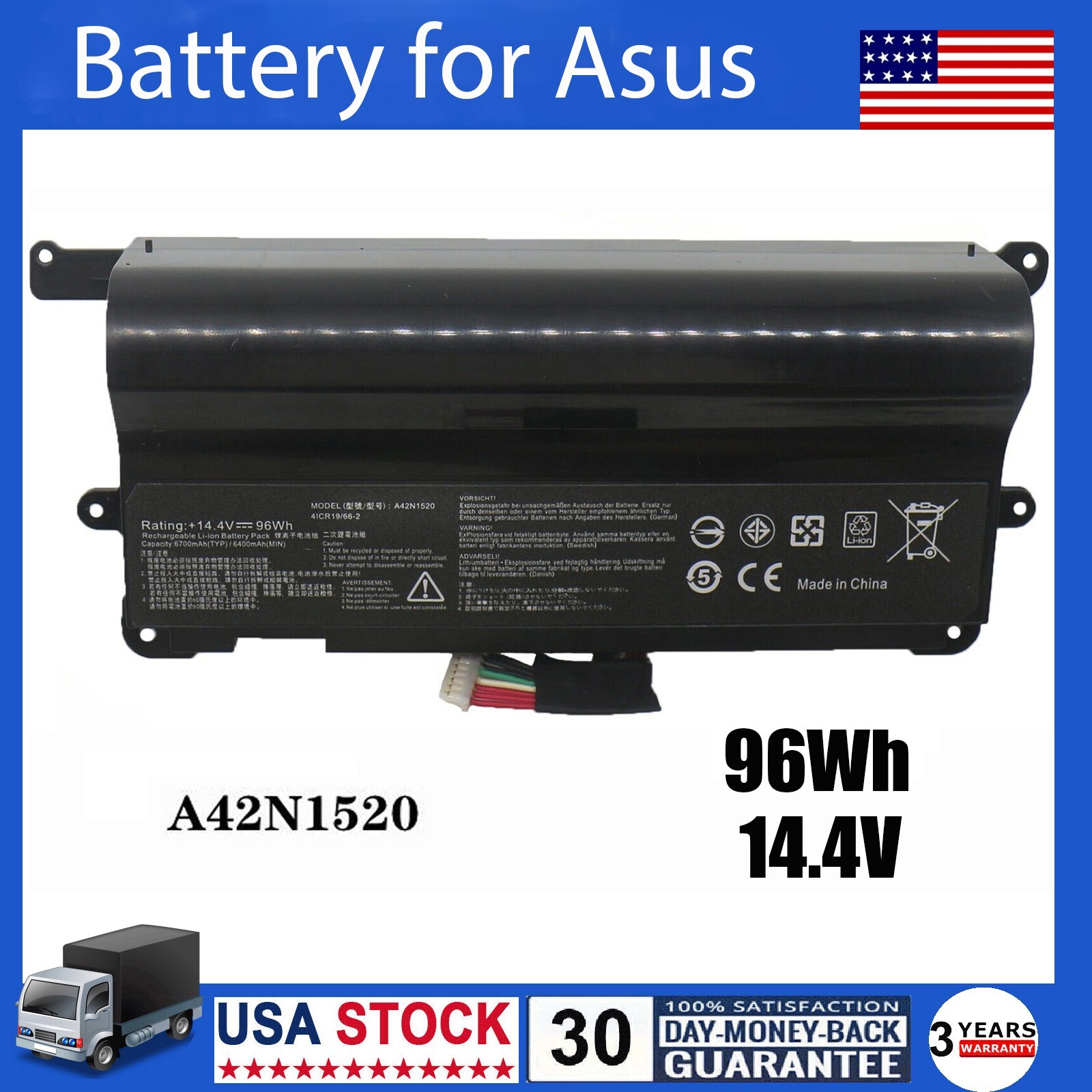 New A42N1520 Battery For ASUS ROG GFX72 G752VS G752VY G752VY-1A GFX72V 14.4V