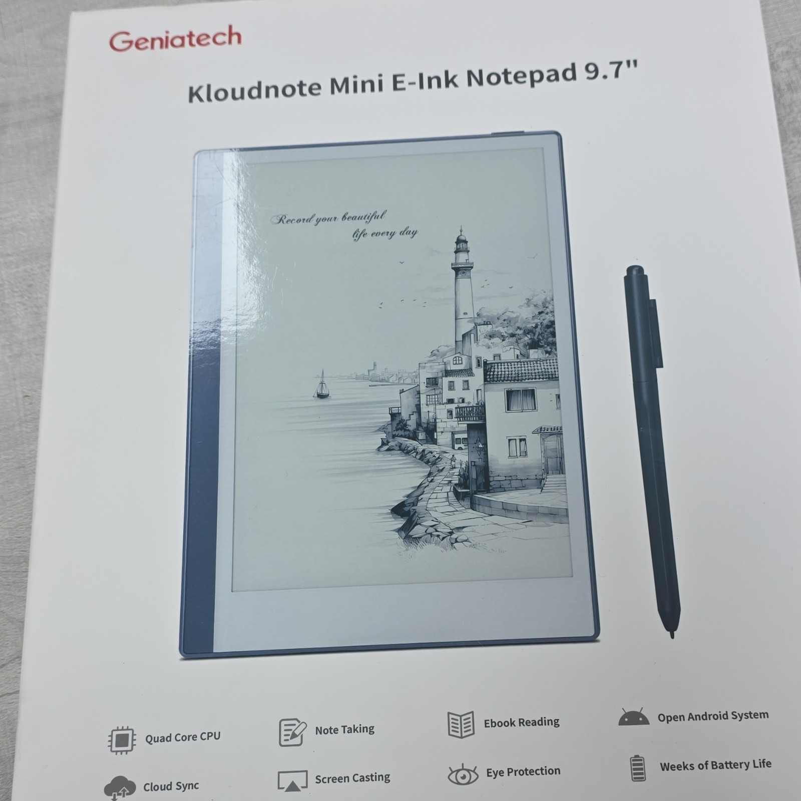 Geniatech Kloudnote Mini 9.7in E-Ink Android Tablet 64GB Wi-Fi Stylus